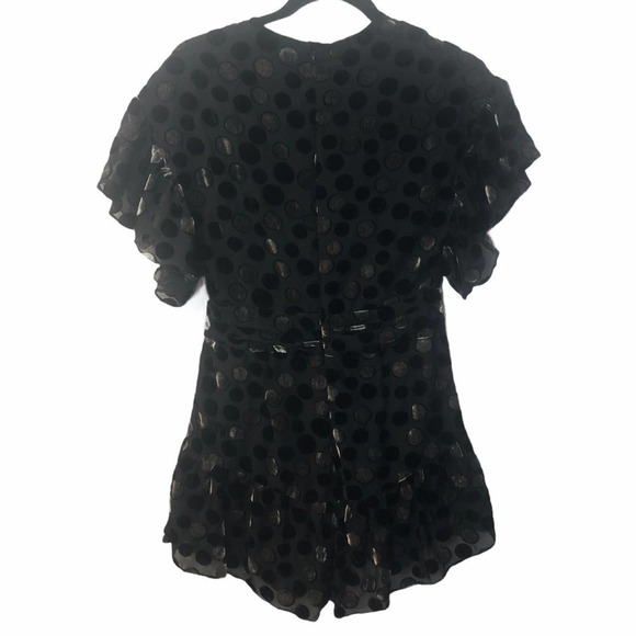 saylor Black Velvet Polka Dot Roxanne Romper Small - Picture 4 of 11